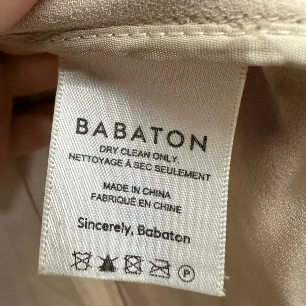 Babaton Power Blazer Ruched Sleeves Open Front Beige Size 8 Aritzia Workwear - Picture 7 of 8